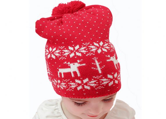 Red Color Warm Winter Accessories Cute Crochet Beanie Hat 0.08KG Weight - 11193673