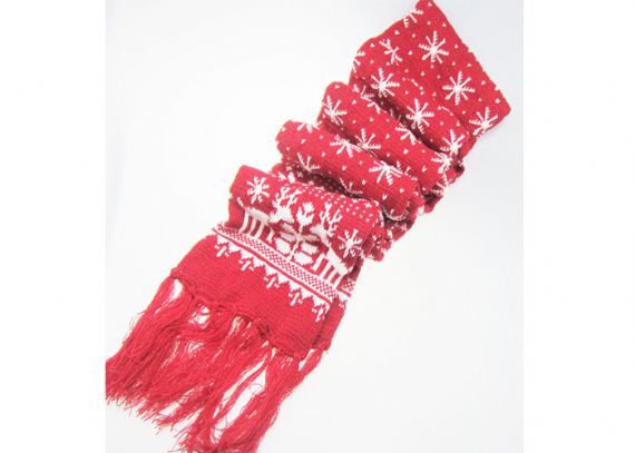 Warm Scarf Hat Gloves Gift Set , Kids Winter Accessories Red Elf Reindeer Pattern - 11193680
