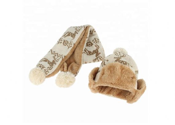 Novelty Children's Hat Scarf And Gloves Set , Beanie And Scarf Set Soft Warm - 11193683