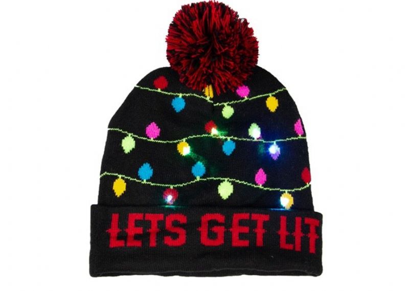 Custom Colorful Warm Winter Accessories Cozy Cotton Christmas Beanie With Light - 12209170