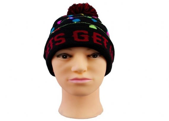 Custom Colorful Warm Winter Accessories Cozy Cotton Christmas Beanie With Light - 12209170