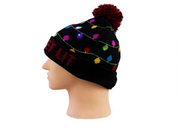 Custom Colorful Warm Winter Accessories Cozy Cotton Christmas Beanie With Light - 12209170