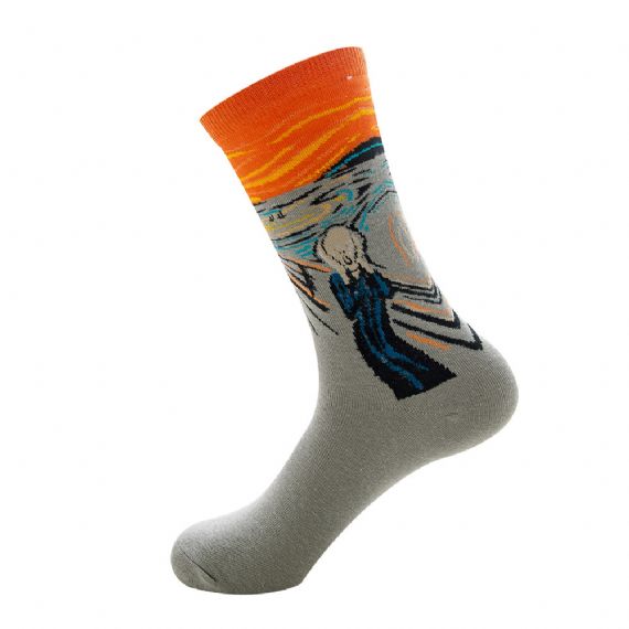 Calcetines largos de tubo a granel de pintura al óleo unisex - HNFS35