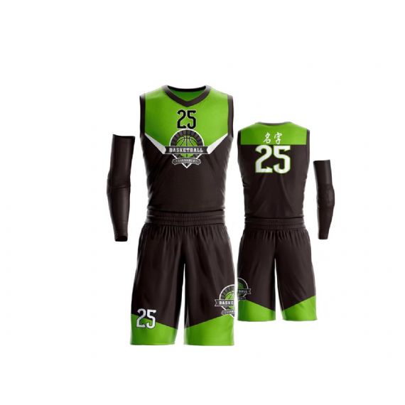 Sublimação de design de camisa de basquete verde e preta - BA03