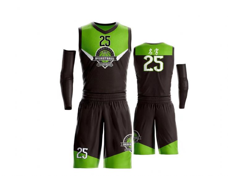 Sublimación de diseño de camiseta de baloncesto verde y negro - BA03