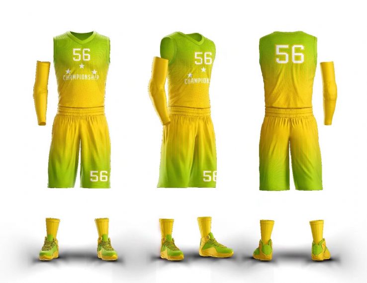 Baloncesto de diseño de camiseta de sublimación verde amarillo - BA10