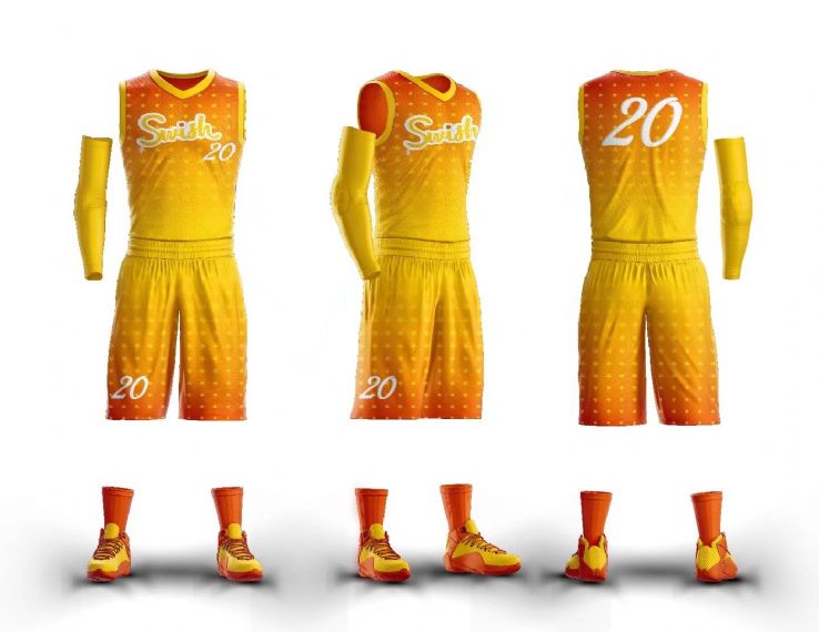 Diseño de camiseta de baloncesto de sublimación completa naranja amarillo 2020 - BA11