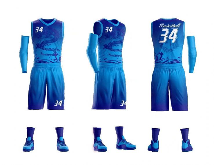 Tonos de uniformes de baloncesto sublimados personalizados azules