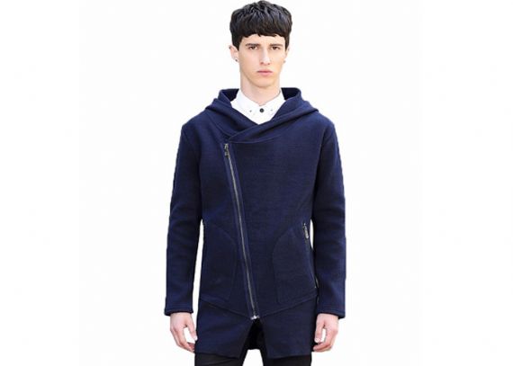 Sudadera con capucha larga de invierno con cremallera para hombre de calibre 7, suéter de cárdigans de diseñador azul marino de punto - 11202879