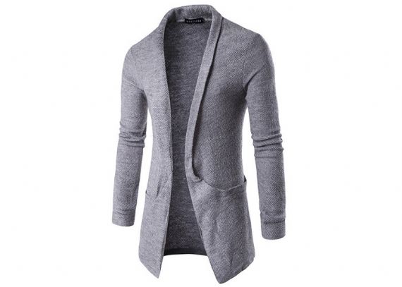 Cárdigan de punto acogedor con cable largo de algodón y acrílico 12GG para hombre Otoño - 11202923