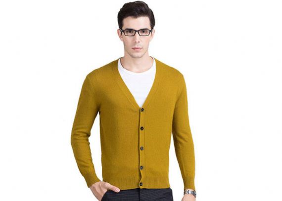 Suéter de la rebeca de la cachemira con cuello de pico, logotipo modificado  para requisitos particulares para hombre de la rebeca de la cachemira