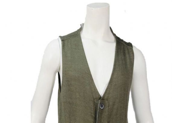 Cárdigan sin mangas con botones de cuello en V verde oscuro de punto liso para hombre chaleco suéter - 11988382
