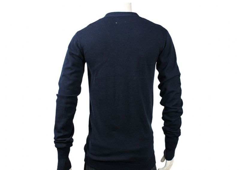 Suéter de punto para hombre con cuello en V, botón, cárdigan, azul marino, acrílico, para hombre, jersey de punto con cable - 11997493