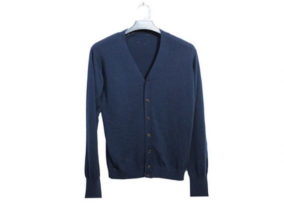 Suéter de punto para hombre con cuello en V, botón, cárdigan, azul marino, acrílico, para hombre, jersey de punto con cable - 11997493