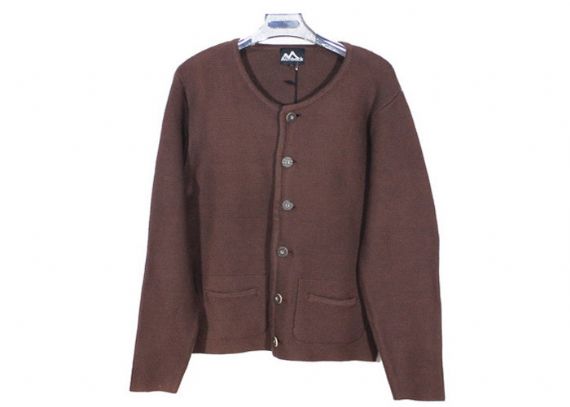 Chaqueta de punto para hombre del suéter del cable del botón del modelo del llano del color marrón 7GG para el invierno - 11998924