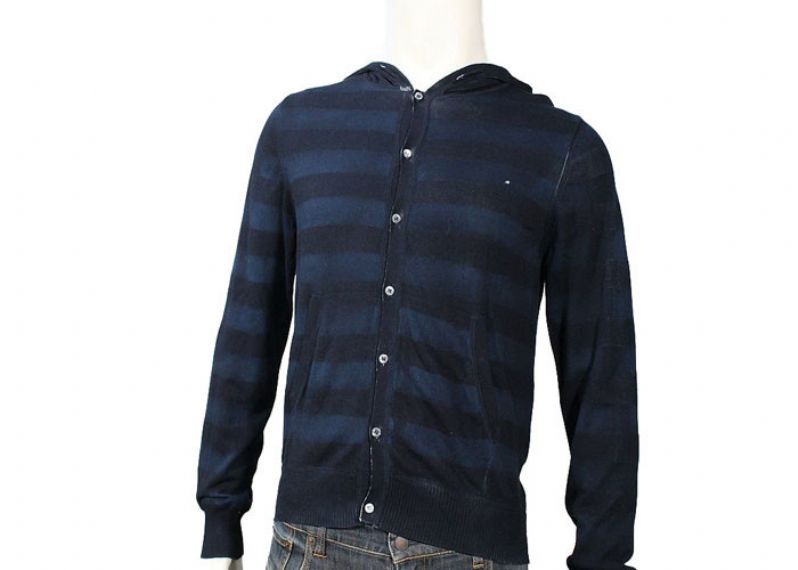 Modelo para hombre de encargo de la raya de la sudadera con capucha del suéter del cable de la cremallera completa del algodón y de acrílico - 11999278