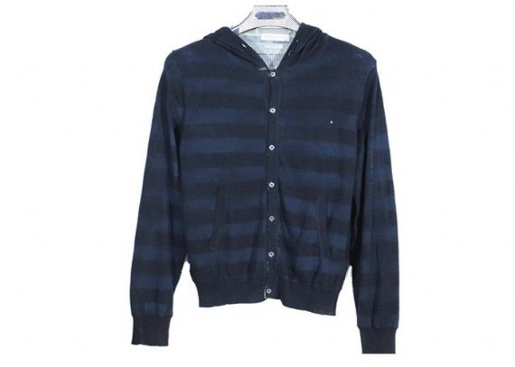 Modelo para hombre de encargo de la raya de la sudadera con capucha del suéter del cable de la cremallera completa del algodón y de acrílico - 11999278