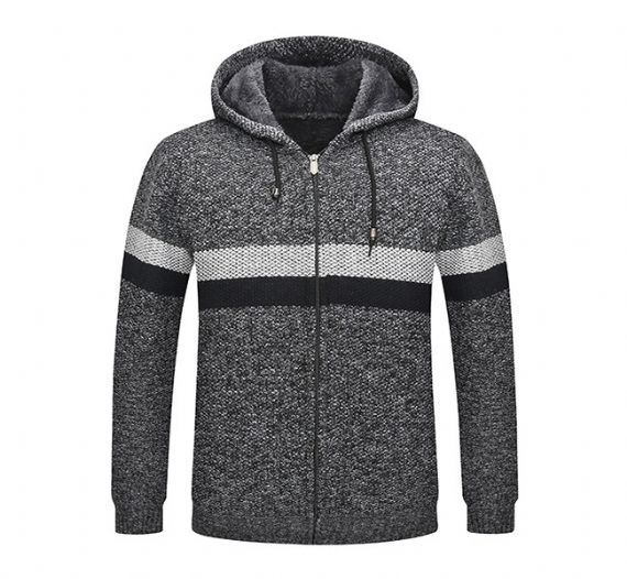 Suéter de punto acogedor con capucha y cremallera de cuello alto ISO - 13246261