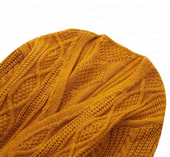 Suéter de punto acogedor de cable de invierno cárdigan de frente abierto grueso amarillo para mujer - 11202473