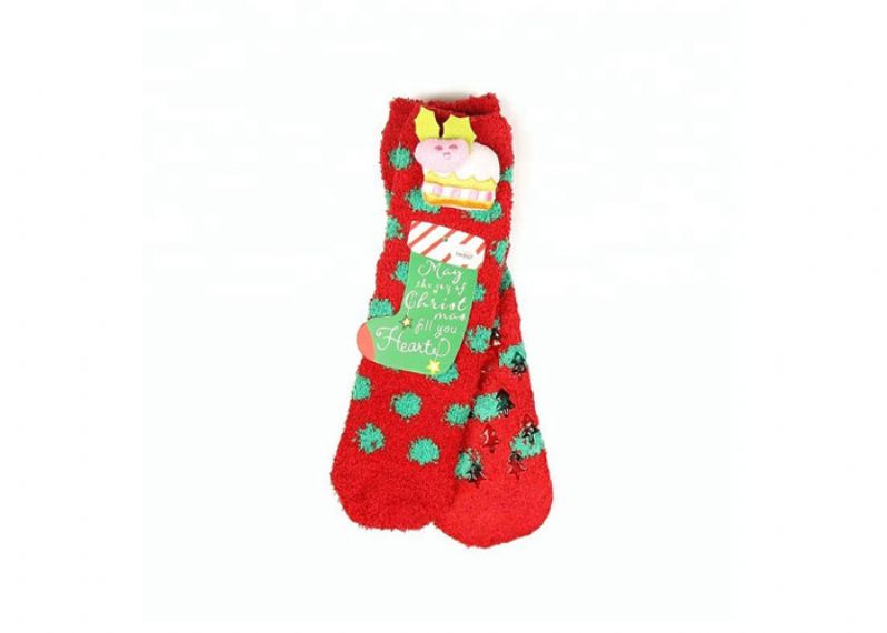 100% Cotton Five Colors Unisex Tube Fuzzy Christmas Socks - 11193684