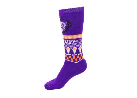 Breathable Cotton Knitted Purple Long Crazy Christmas Socks - 12203373