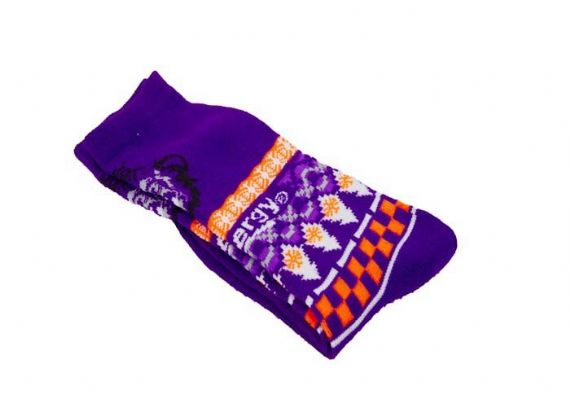 Breathable Cotton Knitted Purple Long Crazy Christmas Socks - 12203373