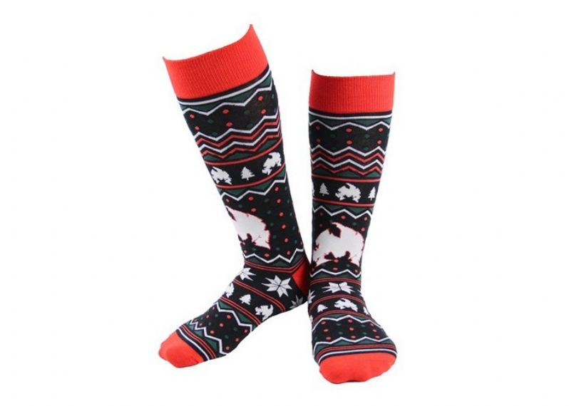 Adult Navy Cotton Funny Ugly Xmas Socks - 12204047