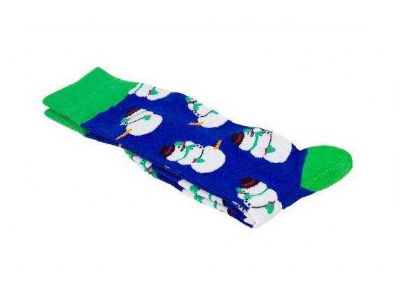 Blue And Green 168 Needles Snowman Fuzzy Christmas Socks - 12205593