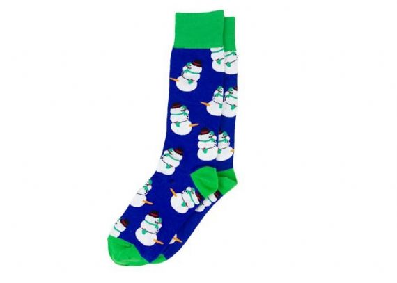 Blue And Green 168 Needles Snowman Fuzzy Christmas Socks - 12205593