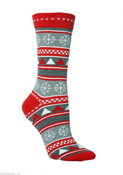 White And Red Ladies Christmas Socks - HNCS10