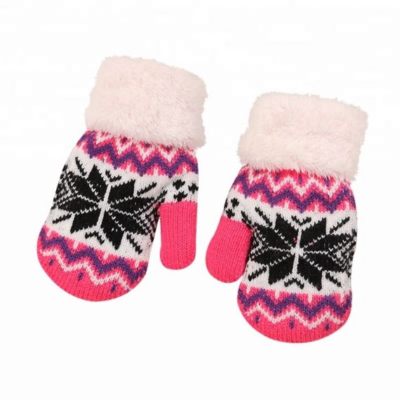 Luvas de tricô com padrão de veado escovado para crianças acessórios de inverno quente - 11193663