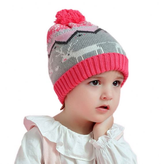 Jacquard Cartoon acessórios de inverno quente gorro de Natal de malha bonito para bebê - 11193666