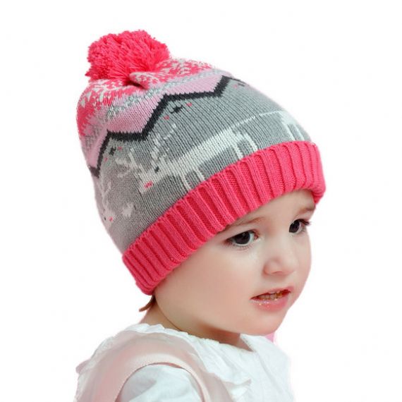 Jacquard Cartoon acessórios de inverno quente gorro de Natal de malha bonito para bebê - 11193666