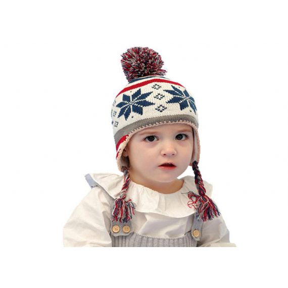 Gorro de Natal com pom pom floco de neve para crianças - 11193674