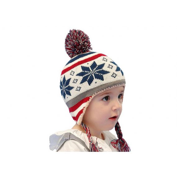 Gorro de Natal com pom pom floco de neve para crianças - 11193674