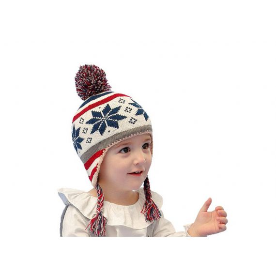 Gorro de Natal com pom pom floco de neve para crianças - 11193674
