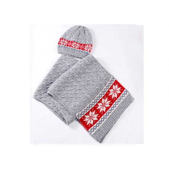 Conjunto de gorro/lenço e luvas de acessórios de inverno quente de férias folha bonito - 11193677