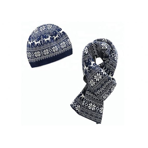 Conjunto de luvas e cachecol vermelho e azul, chapéu de inverno infantil material de lã padrão - 11193679