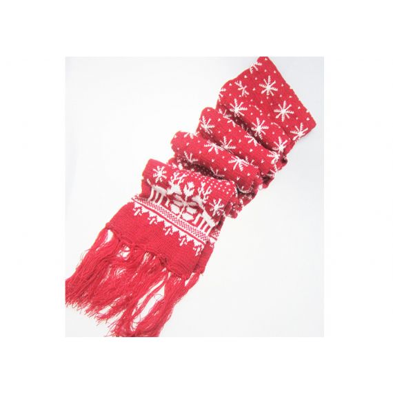 Conjunto de presente de luvas com cachecol quente, acessórios de inverno para crianças, padrão de renas de elfo vermelho - 11193680