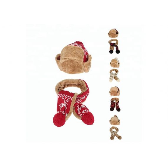 Conjunto de lenço e luvas de gorro infantil novidade, conjunto de gorro e cachecol macio quente - 11193683