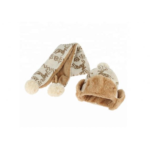 Conjunto de lenço e luvas de gorro infantil novidade, conjunto de gorro e cachecol macio quente - 11193683