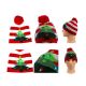 Chapéu de Natal unissex iluminado gorro listrado vermelho árvore de natal calibre 7 padrão de malha - 12220681