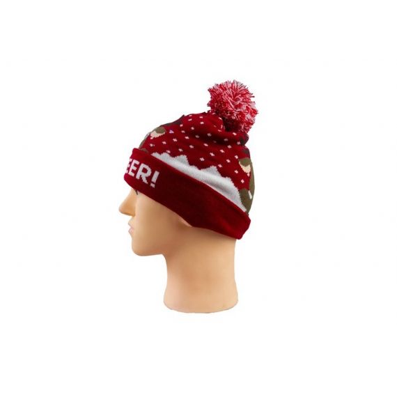 Chapéu de Natal feminino leve com acessórios de inverno de calibre 9 com padrão jacquard - 12226409