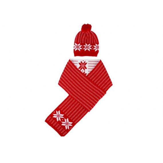 Conjunto de acessórios de inverno de acrílico puro calibre 12 quente vermelho de natal e cachecol - 12232378