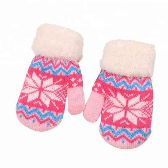 Accesorios de invierno cálidos para niños Tejer guantes de patrón de ciervo cepillado de Navidad - 11193663