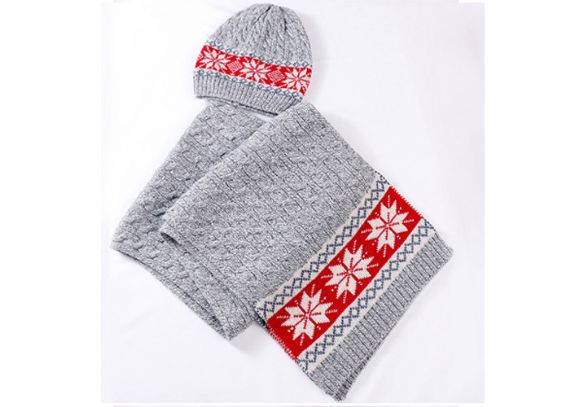 Vacaciones Cálido Invierno Accesorios Hoja Lindo Beanie Hat / Bufanda Y Kit De Guantes - 11193677