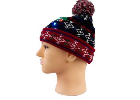 Tamaño adulto Accesorios cálidos para invierno Gorro navideño con punto jacquard con pompón feo - 12216863