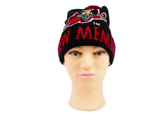 Sombrero negro de la gorrita tejida de los accesorios del invierno del modelo del telar jacquar con el sistema de la bufanda - 12232384