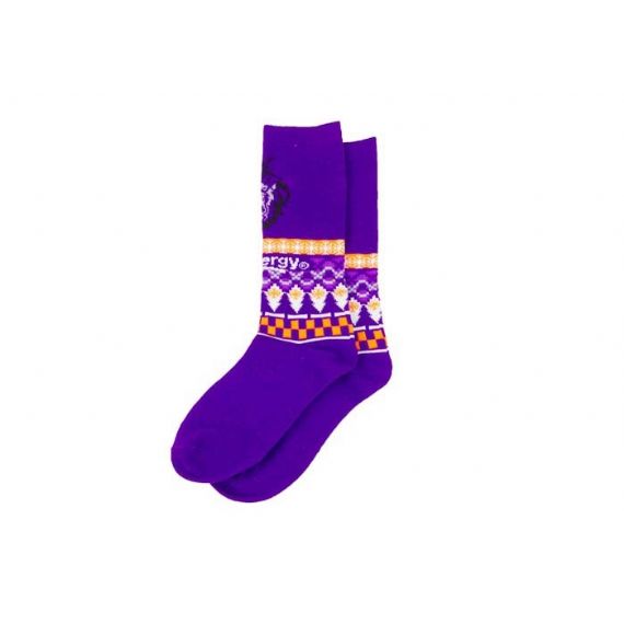 Meias de Natal de malha de algodão respirável roxa longa louca - 12203373