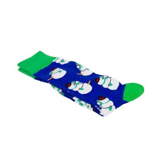 Meias de Natal felpudas de boneco de neve azul e verde 168 agulhas - 12205593